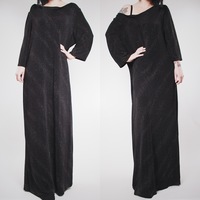 CLAIMED @bananacharm - Vintage 80s Black Glitter Galaxy Jersey Gown  - Thumbnail 4