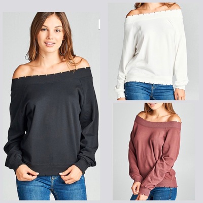 Distressed Off-the-Shoulder Top