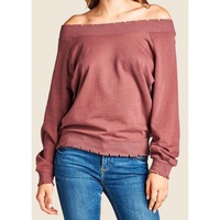 Distressed Off-the-Shoulder Top - Thumbnail 4