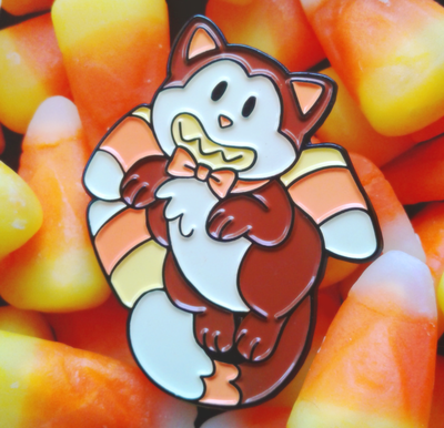 Candy Corn Cat Enamel Pin