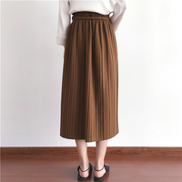 Leisure Loose Cute Elastic Waist Pleated Long Skirt - Thumbnail 3