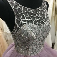 Sexy Backless Beaded Crystal Long Tiered Ruffles Prom Evening Dress E299 - Thumbnail 2