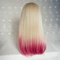 Free Shipping Pastel Pink Blonde Gradient Wigs with Bangs - Thumbnail 2