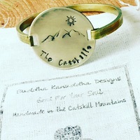 Catskills Mountains Hand Stamped Brass Bracelet - Thumbnail 1