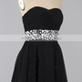 Black Sleeveless A Line Mini Sweetheart Chiffon Crystal Strapless Short Homecoming Dress-2