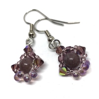 Purple Aventurine and Crystal Dangle Earrings - Thumbnail 1