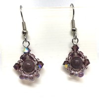 Purple Aventurine and Crystal Dangle Earrings - Thumbnail 2