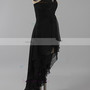 Black Sleeveless Strapless Empire Sweetheart Asymmetrical Chiffon Beading Ruffles Pleats Short Homecoming Dress-2