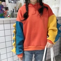 Harajuku cute little dinosaur hoodie - Thumbnail 1