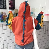 Harajuku cute little dinosaur hoodie - Thumbnail 2