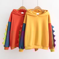 Harajuku cute little dinosaur hoodie - Thumbnail 3