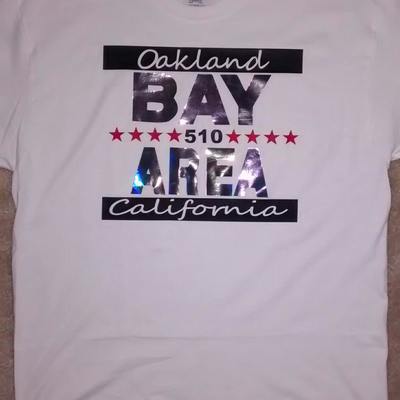 Bayarea510 (white,black,holographicspectrum&red) oakland ca. t-shirt.