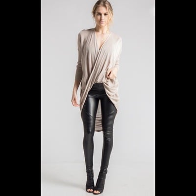 Fleece lined faux leather moto leggings