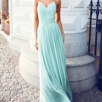 Green backless long prom dress,simple chiffon evening dresses,formal dresses - Thumbnail 1