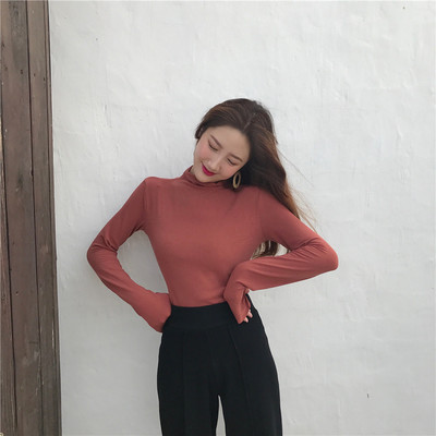 Korean slimming high collar top
