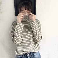 Striped turtleneck Korean pullovers - Thumbnail 3