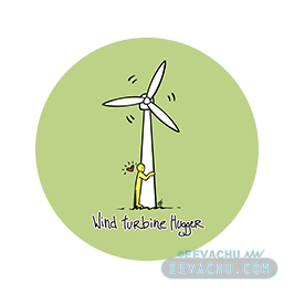 Wind Turbine Hugger Button