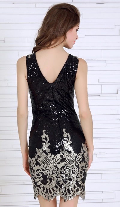 Black Sequin Mini Dress