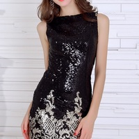 Black Sequin Mini Dress - Thumbnail 1