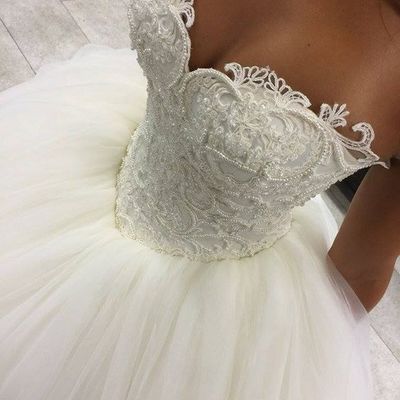 Unique sweetheart tulle ball gowns wedding dresses - Thumbnail 5