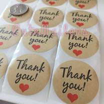 50-100 Kraft Thank You Stickers