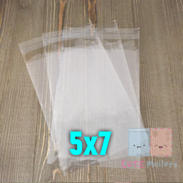 100 pcs 5x7 Clear Cellophane Resealable Bags