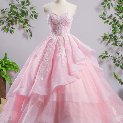 Z196 sweetheart ball gown pink sexy custom made charming prom dress,prom dresses - Thumbnail 4