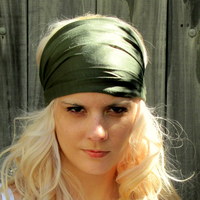 Cotton Stretchy Jersey Yoga Headband Wide Women's Turban Headband - Thumbnail 2