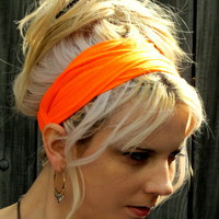 Cotton Stretchy Jersey Yoga Headband Wide Women's Turban Headband - Thumbnail 4