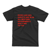 Roses are red white and black Vegan  Short Sleeve T-Shirt - Thumbnail 1