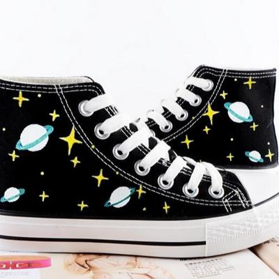 Harajuku students stars hand painted canvas shoes 