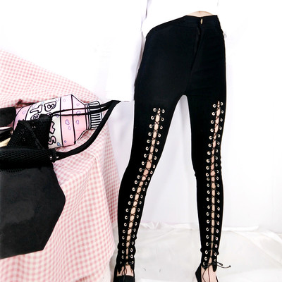 Goth black laced up pants