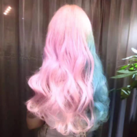 Harajuku Pastel Pink Blue Gradient Long Wavy Wigs - Thumbnail 1