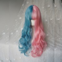 Harajuku Pastel Pink Blue Gradient Long Wavy Wigs - Thumbnail 2