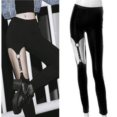 Cyber punk bandage hollow pants