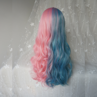 Harajuku Pastel Pink Blue Gradient Long Wavy Wigs - Thumbnail 3