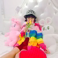 BORING Rainbow Striped Cardigan - Thumbnail 1