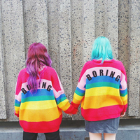 BORING Rainbow Striped Cardigan - Thumbnail 3