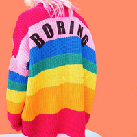 BORING Rainbow Striped Cardigan - Thumbnail 4