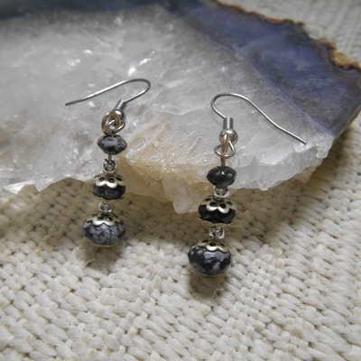 Snowflake obsidian drop earrings