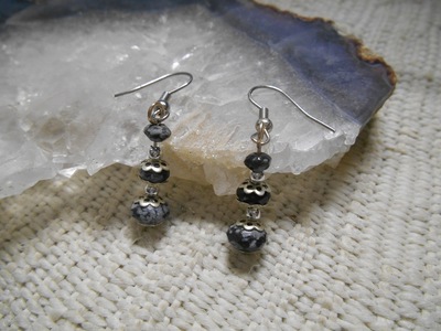 Snowflake obsidian drop earrings