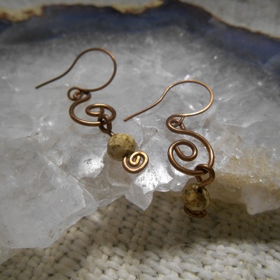 Copper & picture jasper earrings