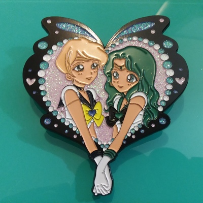 True lovers  uranus and neptune  { soft enamel black dye plating, glitter} - Thumbnail 4