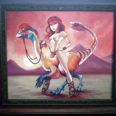 'which came first, the oviraptor or the egg?' original painting