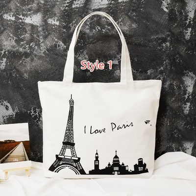 Simple canvas one shoulder tote bag handbag with zipper mfb11