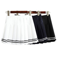 Pleated Tennis Skirts White and Black - Thumbnail 1