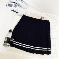 Pleated Tennis Skirts White and Black - Thumbnail 2