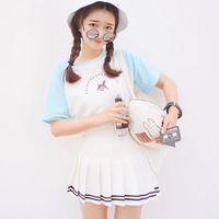 Pleated Tennis Skirts White and Black - Thumbnail 3