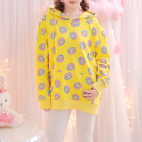 Kawaii Donut Print Hooded Sweater - Thumbnail 1