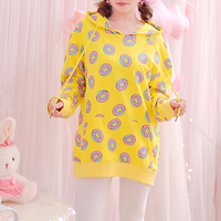 Kawaii Donut Print Hooded Sweater - Thumbnail 2